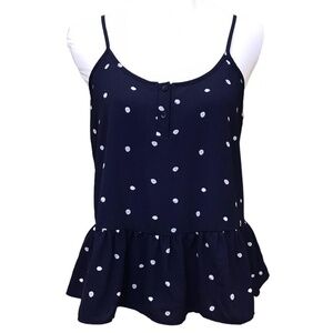 NWT Navy Blue Polka Dot Peplum Tank Top | Sz M